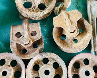 Large Selection of Vintage Pulleys in Different Sizes 