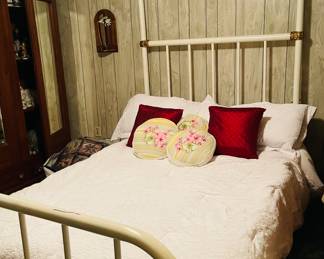 Beautiful Full Size Iron Bed with Tall Head Post 