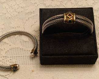 David Yurman sterling and pearls bracelet plus  a David Yurman sterling and 14k gold  bracelet. 