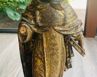 18th century Spanish carved wooden statue of St. Benedict