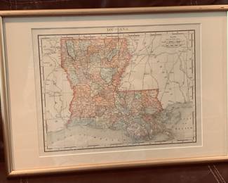 1895 framed Louisiana map-interesting!