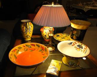 Matching pieces of serving platters, bowls and pitchers