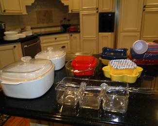 All kinds of casserole dishes, and serving items