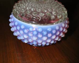 Glass nubby jar, Fenton