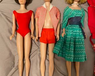Vintage 1960s Barbies,  Ken, Midge, Clothing + Accessories