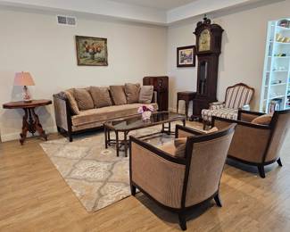 Bernhardt sofa and pair of bergere chairs