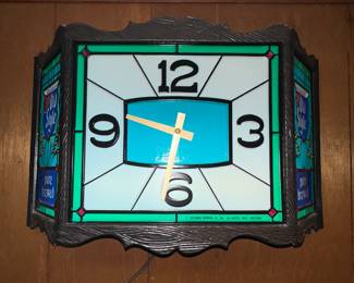 Old Style Beer Tiffany Style Bar Clock Sign