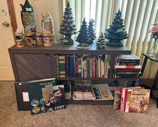 Steins; Ceramic Christmas Trees; Books; Maps (TV Stand NOT for sale)