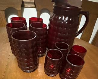 Ruby Red Pitcher and Glasses