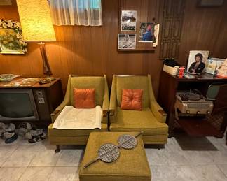 MCM Kroehler Advent Design Chairs; Wagner Sidney Waffle Iron; Zenith Cabinet TV; Westinghouse & Eskimo Metal Fans; MCM Teak Wood Lamp; Tom Jones Autograph Picture Book; 45 Records; Cassettes & CD’s; Exhibit Cards w/ Billboard Biography; Beatles 20 Wallet Photos; Admiral Record Player/ TV