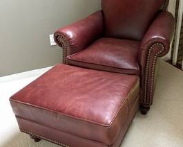 Leather Chair with Ottoman by Statesville Chair Company 