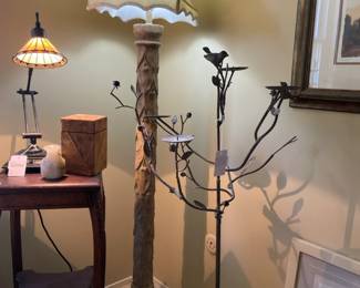 Tree Trunk Style Floor Lamp, Sculptural Floor Candle Stand