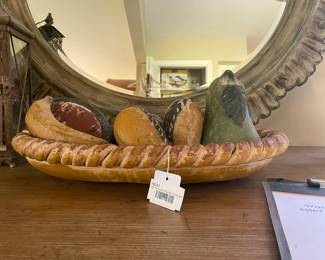 Vtg. Terracotta Painted Fruit Set
