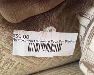 Restorations Hardware Faux Fur Blanket