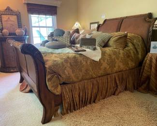 Queen American Signature Sleigh Bed Frame, Queen Sealy Golden Elegance Mattress