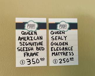Queen American Signature Sleigh Bed Frame, Queen Sealy Golden Elegance Mattress