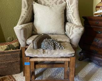 Wingback Chair with Stool