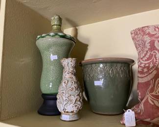 Ceramic Vases, Pedestal Ceramic Urn, Ceramic Planter, Pottery Barn Pillow
