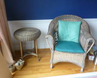 Brown Wicker Chair & Table