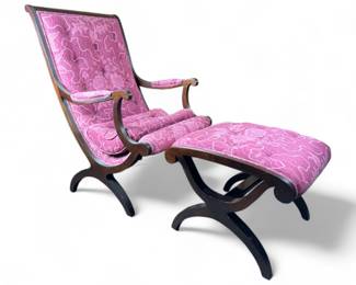 Solid Mahogany Kindel New York Lolling Chair & Ottoman	