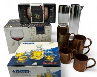 Vintage Bar Back Dream Set - True Copper Moscow Mule Cups - Crystal	