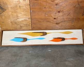 Vintage 1960s Vintage MCM Tiki Witco Birds in Flight Wall Art	