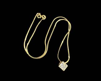 14" 14k Italian Gold Necklace Chain + JCM Pendant	