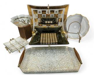 MCM Retro Glass Serving Trays & Bowls - Danish Modern Spirograph Bowl	