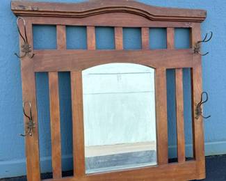Antique Victorian Wood Hall Tree Top - Upcycled To Standalone Mirror	
