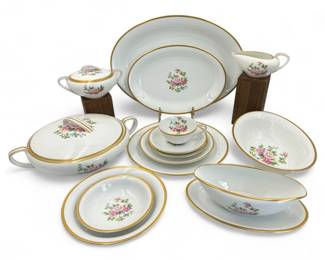 Pre WWII Noritake Morimura Gold Trim & Floral China - 10 Seat - 74pc	