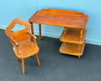 Vintage Solid Wood Made in Romania Small Child's Desk	