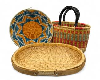 Woven Trio - Handled Market Basket - African Coil Basket	