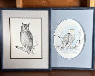 Signed James P. Townsend Owl Lithos - S/N Color Litho	