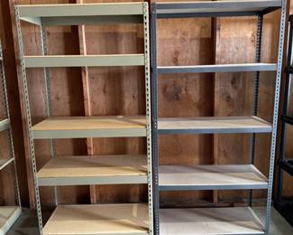 Pair of Adjustable Metal Shelves - Tan & Gray	
