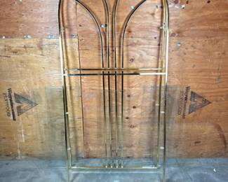 1980s Art Deco Revival Brass & Glass 5 Tier Shelf - Etagere	