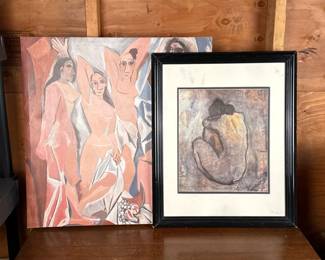 Picasso Framed Blue Nude Art Print & Les Demoiselles d'Avignon Canvas	