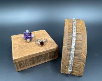 Sterling Silver Rings & Made in Italy Bracelet - Lab Grown Ruby	