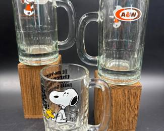 Vintage 1960/1970s Snoopy & Woodstock + Snoopy A&W Mugs	
