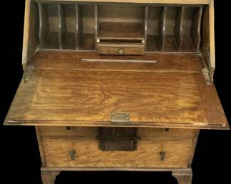 Antique Oak Drop Front Secretary Desk