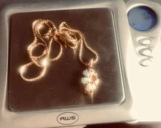 14K  Gold Opal & Diamond Necklace