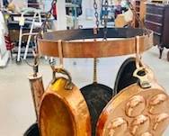  6PCS COPPER COOKWARE & HANGING KITCHEN RACK