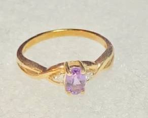 1K Gold Amethyst and diamond ring