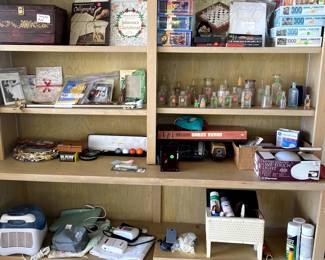 old bottles, games, puzzles