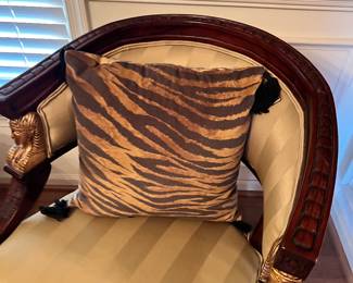 Napoleon style chairs covered in silk fabric