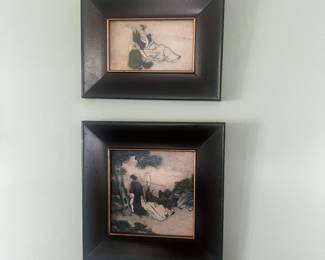 Asian tile framed art
