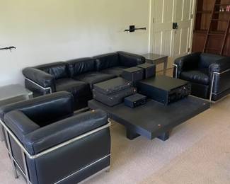 Le Corbusier Leather and Chrome Set