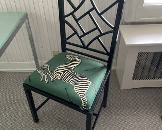 Metal Chippendale Chair with Prancing Zebra Fabric