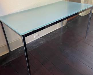 Acid Etched Glass Top Modern Chrome Table