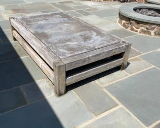 RH Restoration Hardware Teak and Slate Coffee Table