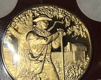 24k Gold covered Sterling Silver Round Troy Ounce